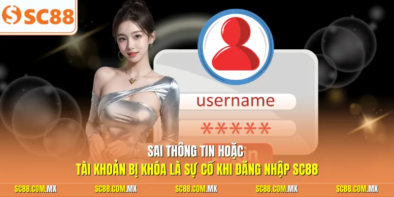 Sai thông tin hoặc tài khoản bị khóa là sự cố khi đăng nhập SC88